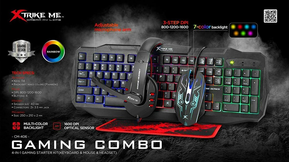 Gaming Xtrike Me CM-406 Keyboard, Mouse, Headset and Ma