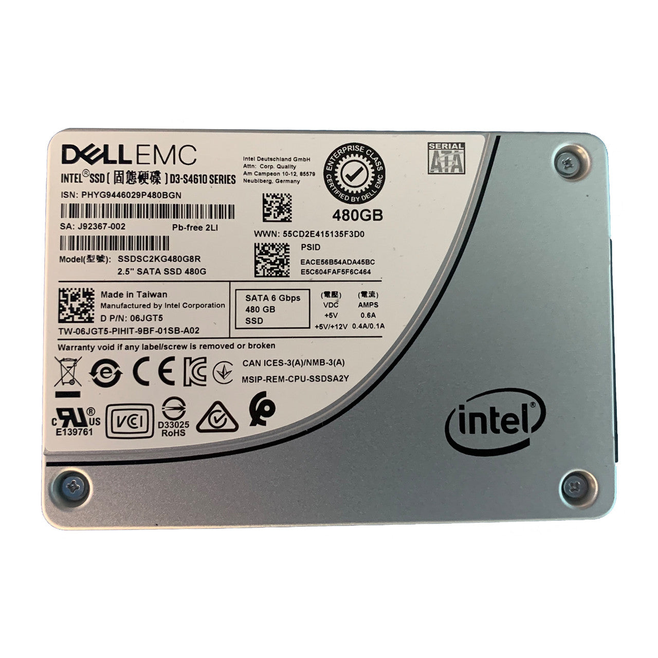 Dell Disque dur 2.5" EMC SSDSC2KG480G801 480 Go