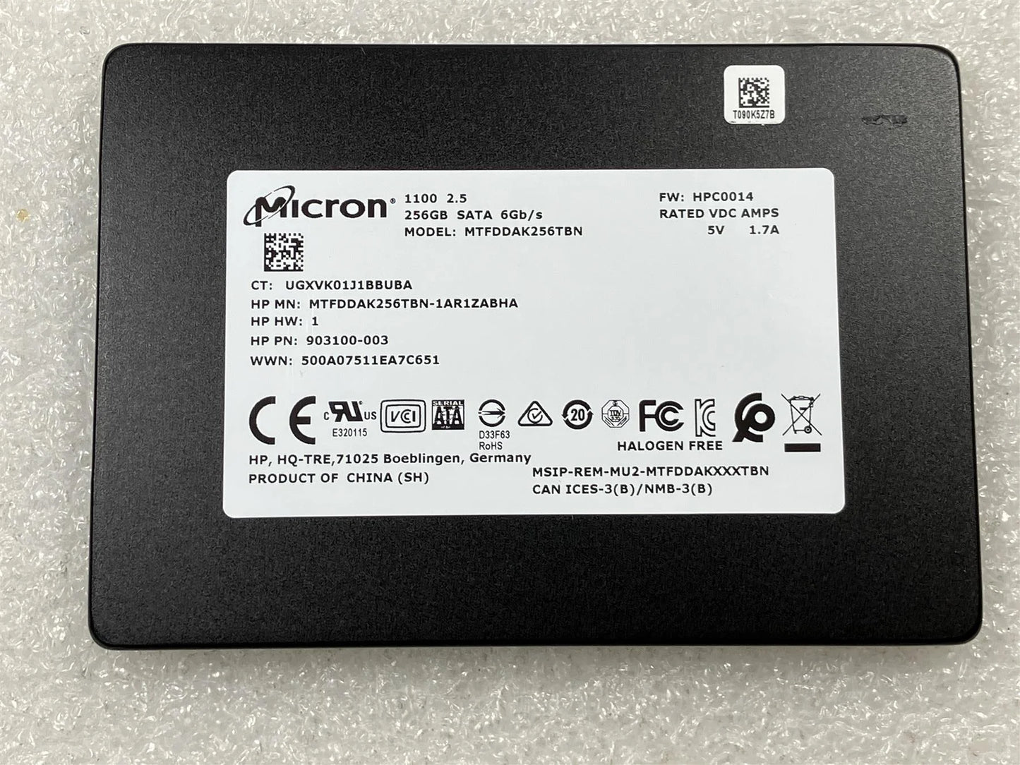 Micron 256 Go SSD SATA 2,5 pouces TLC 6 Go/s